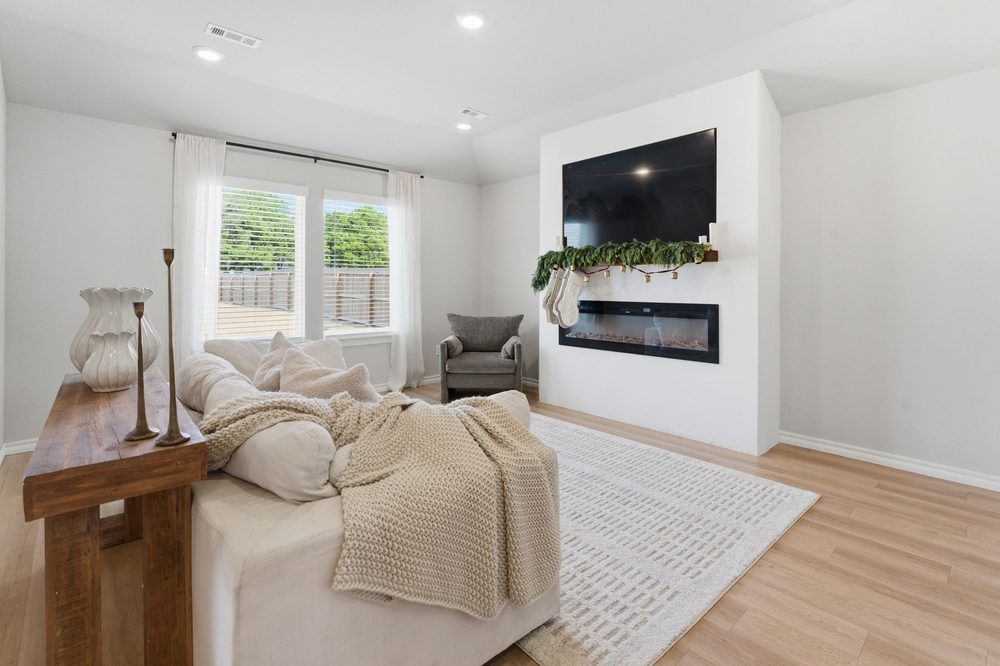 Staged living room interior