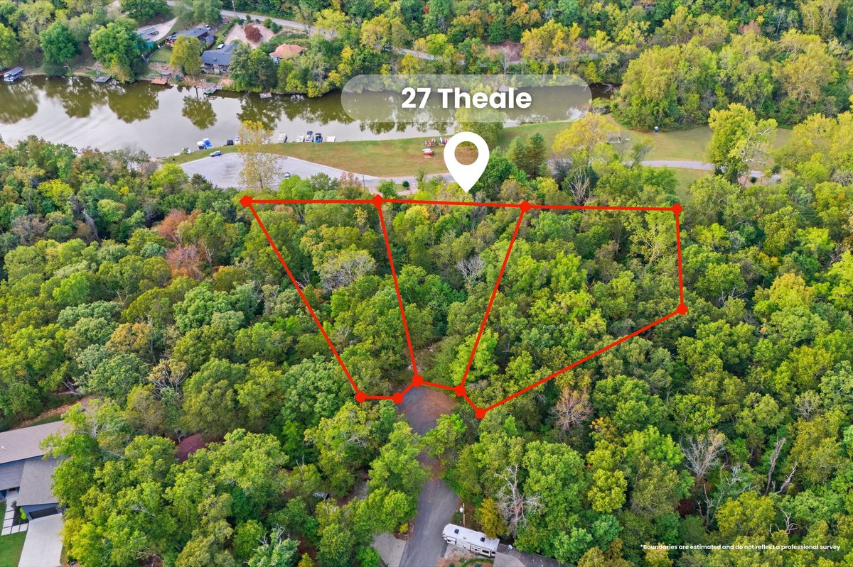 Aerial land photo with boundary lines