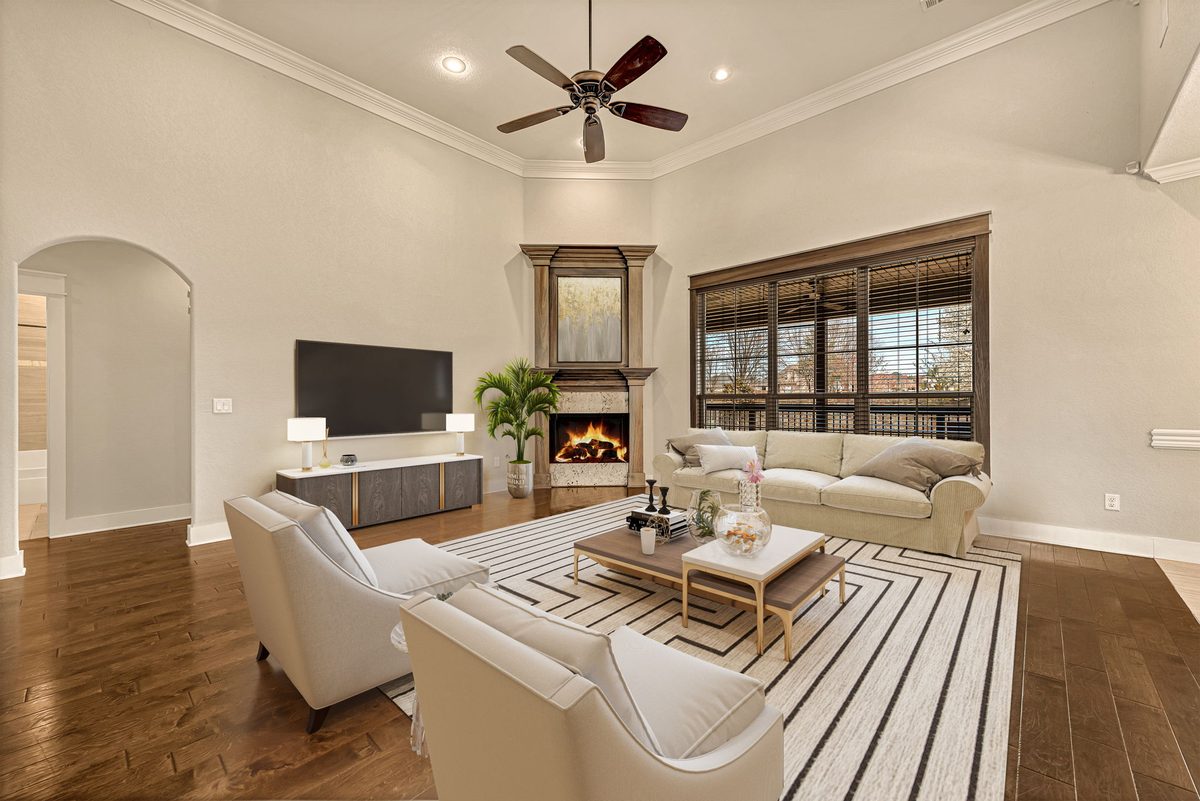 Virtually staged living room