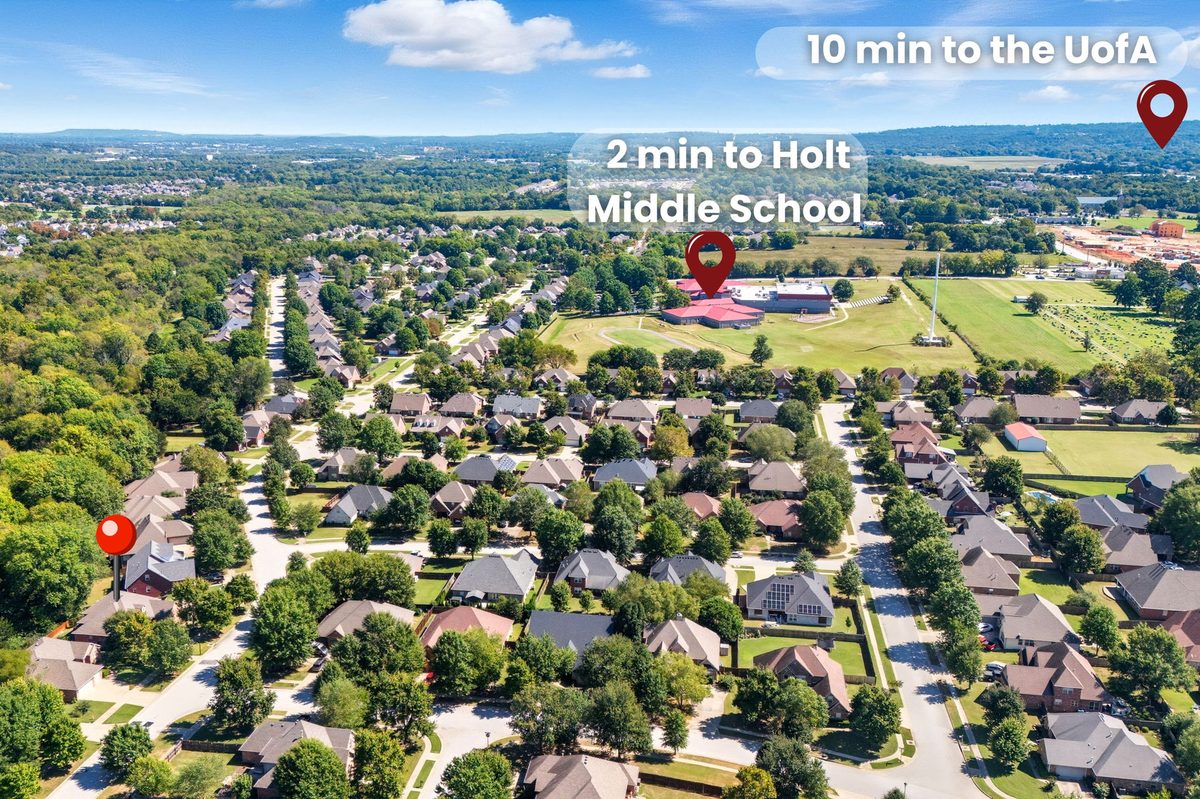 Drone photo with location callouts